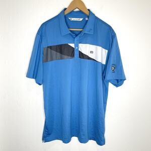 Travis Mathew Polo Shirt Mens XL Blue Custom Embroidered Sycuan Performance